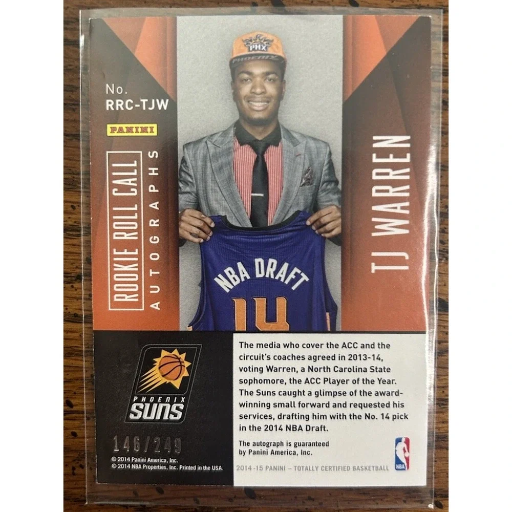 2014 Panini Totally Certified Roll Call /249 TJ Warren #RRC-TJW Rookie Auto RC